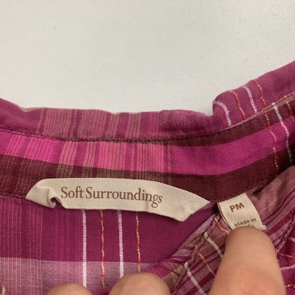 Soft Surroundings Arietta Shirt Women PM Petite Medium Hidden Button Half Sleeve - Picture 6 of 13